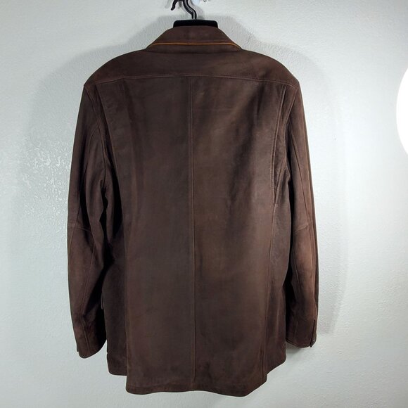 Orvis Mens Size 48 L Brown Genuine Leather Bandera Blazer Hunting Jacket Coat - Picture 10 of 13